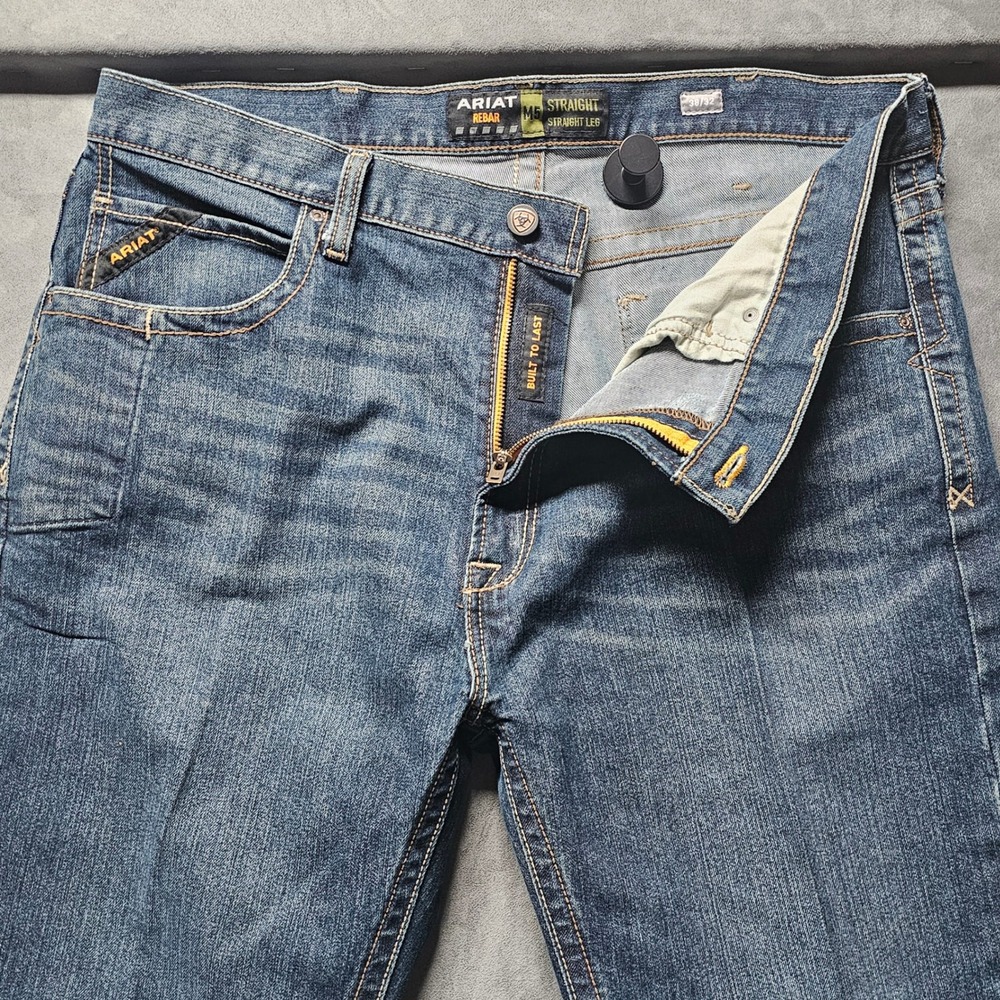 Ariat Rebar Edge M5 Men's Straight Leg Jeans 38x32 Medium Wash Blue 10016222
